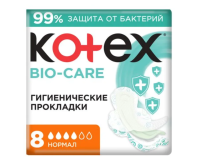 Прокладки Котекс био-кэа с антибактериальным слоем внутри нормал N8