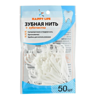З/нить с зубочисткой флоссер happy life N50 мягкая уп