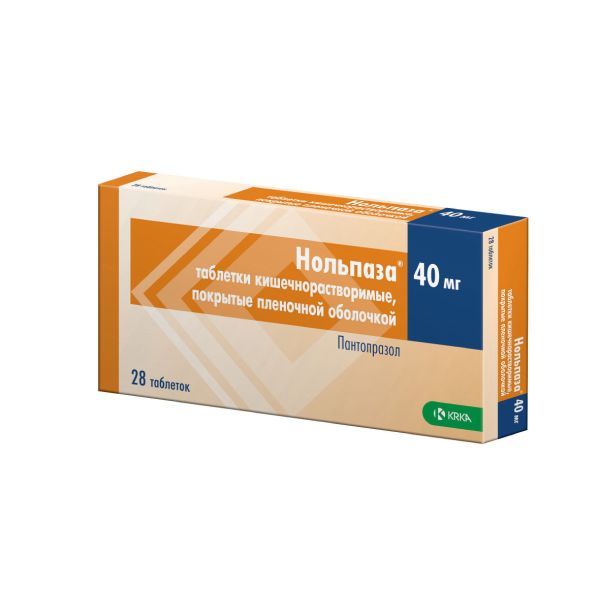 Нольпаза таб. п.п.о кш/раств 40мг N28