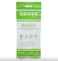 Маска медицинская однораз 3-х сл на резинках sense голубая N3