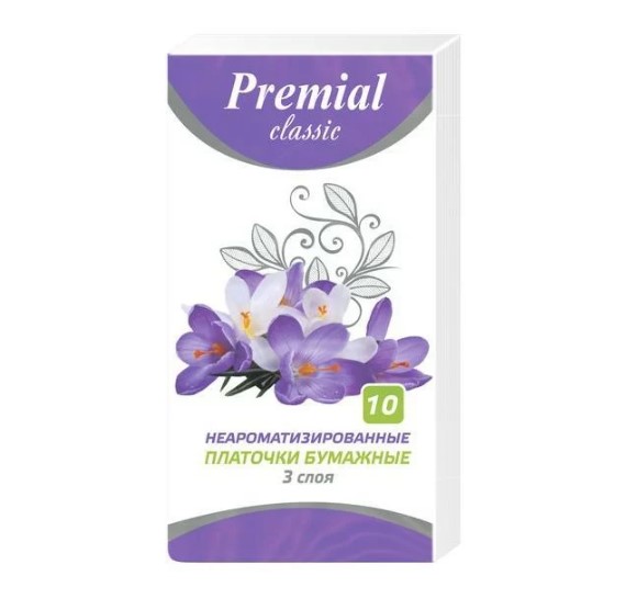 Платочки бумажные премиал классик 3сл N10