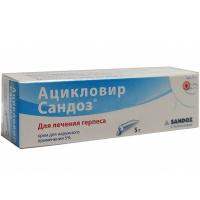 Ацикловир Сандоз крем д/наруж прим. 5% 5г №1