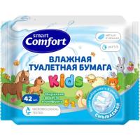 Бумага туалетная влажная комфорт smart kids детская ромашка N42