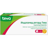 Индапамид ретард-тева таб.пролонг.высвоб.п.п.о. 1,5мг N30