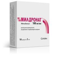 Милдронат р-р в/м в/в и парабульб. введ. 100мг/мл 5мл N10