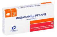 Индапамид ретард таб.пролонг.высвоб.п.п.о. 1,5мг N30