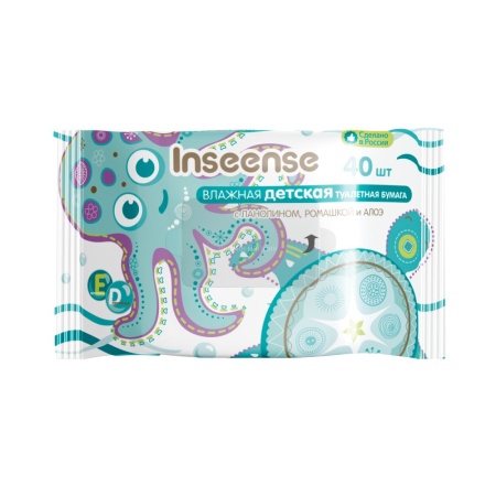 Бумага туалетная влажная детская inseense N40