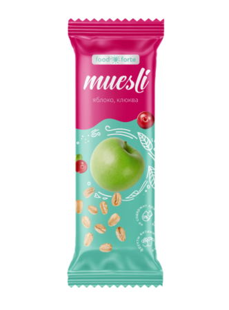 Батончик-мюсли FoodForte яблоко-клюква бад 50г