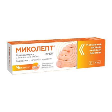 МИКОЛЕПТ КРЕМ ПРОТИВОГРИБКОВЫЙ Д/ДЕТЕЙ И ВЗРОСЛЫХ ТУБА 40МЛ