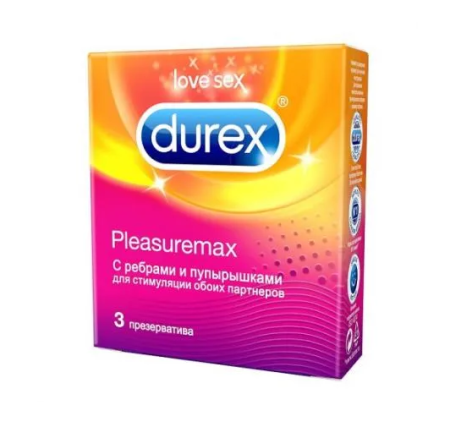 Презервативы Дюрекс/Durex плесуремакс ребристая и точечная структ N3