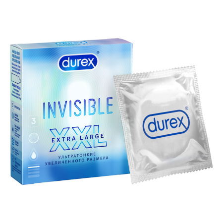 ДЮРЕКС ПРЕЗЕРВАТИВЫ ИЗ НАТУРАЛЬНОГО ЛАТЕКСА INVISIBLE XXL №3