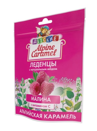 Alpine caramel альпийская карамель леденцы детские натур мед-вит C вкус малины 75г