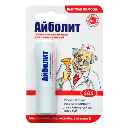 Помада гигиеническая Айболит sos-восстановление д/детей 6+мес и взрослых 2,8г