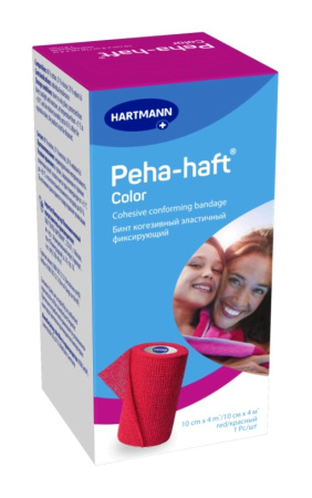 БИНТ КОГЕЗИВНЫЙ ЭЛАСТИЧНЫЙ ФИКСИРУЮЩИЙ PEHA-HAFT COLOR 10СМХ4М/КРАСНЫЙ