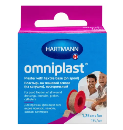 ПЛАСТЫРЬ OMNIPLAST НА ТКАНЕВОЙ ОСНОВЕ (НА КАТУШКЕ) Н/СТЕР 1,25СМХ5М