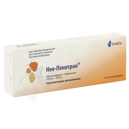 Нео-пенотран супп. ваг. 500мг+100мг N14
