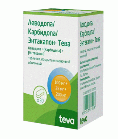 Леводопа+Карбидопа+Энтакапон-Тева таб. п.п.о. 100мг+25мг+200мг N30