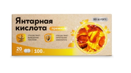 Янтарная кислота премиум bioforte таб. 100мг (0,50г) N20
