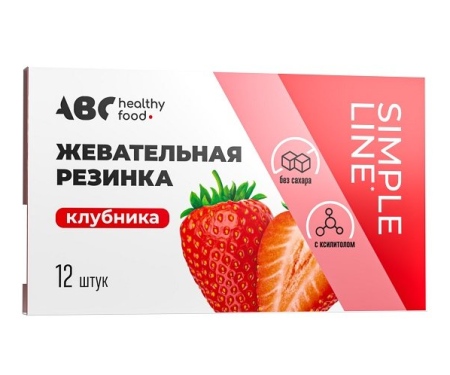 АВС хэлси фуд жев резинка б/сахара клубника таб. 1,42 г N12