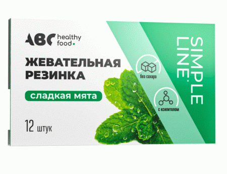 ABC хэлси фуд жевательная резинка сладкая мята блистер 16г