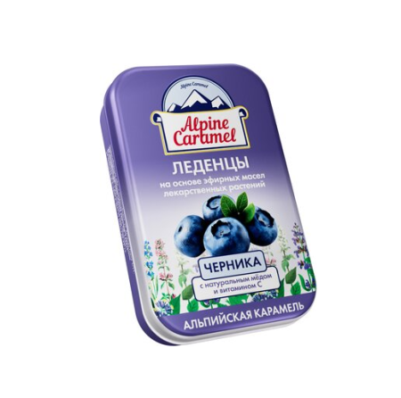 Alpine caramel альпийская карамель леденцы детские натур мед-вит C вкус черники 53г