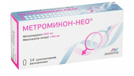 Метромикон нео супп. ваг. 500мг+100мг N14