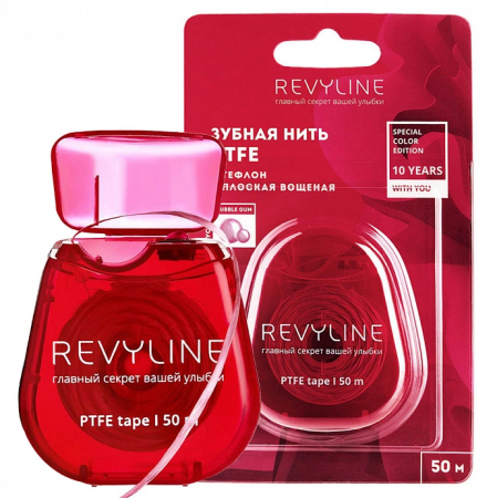 Reviline PTFE (тефлон) Bubbie Gum зубная нить красная 50м