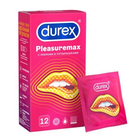Презервативы Дюрекс/Durex плесуремакс ребристая и точечная структ N12