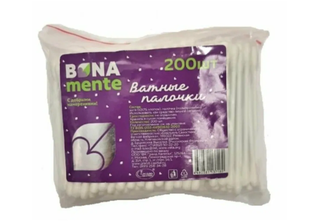 Ватные палочки bona mente N200 (пэ)