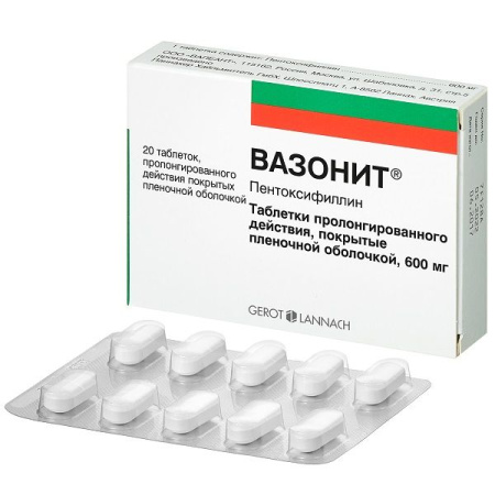 Вазонит таб.пролонг.п.п.о. 600мг N20