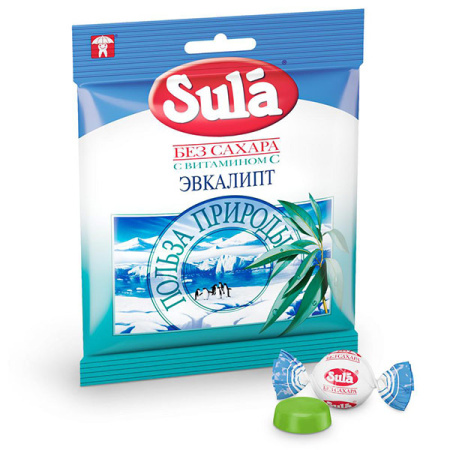Леденцы Sula с витам.С эвкалипт б/сахара д/диабетиков 60г