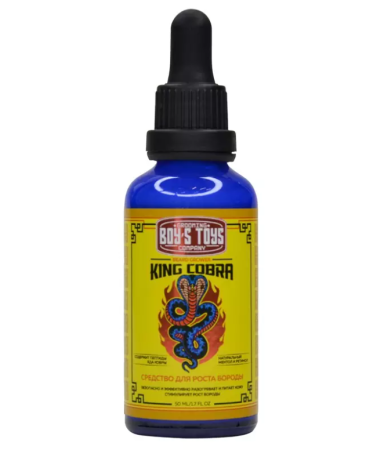 BT408 Средство для роста бороды Boy's Toys ?King Cobra? с содержанием пептидов яда кобры, 50мл
