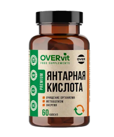 Overvit янтарная кислота капс. 400мг 620мг N30