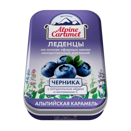 Alpine caramel альпийская карамель леденцы детские натур мед-вит C вкус черники 3,3г N16