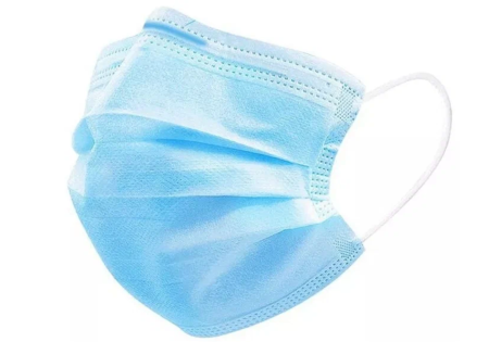 Маска медицинская однораз 3-х сл на резинках голубая N1 (инд уп)