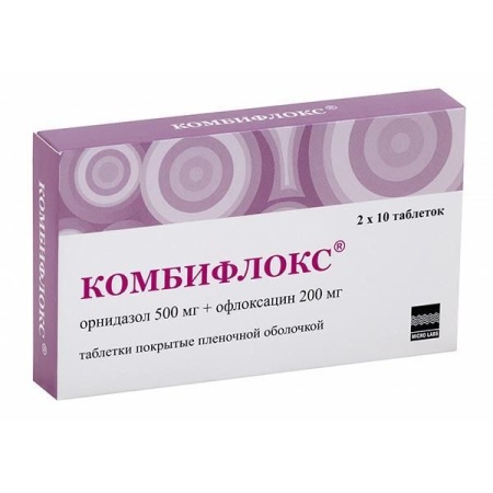 Комбифлокс таб. п.п.о. 500мг+200мг N20