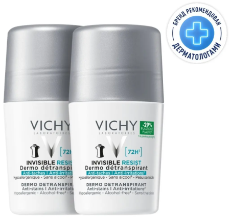 VICHY DUOPACK Дез/антипер. шар. жен. INVISIBLE 72ч 2Х50мл (-50%)