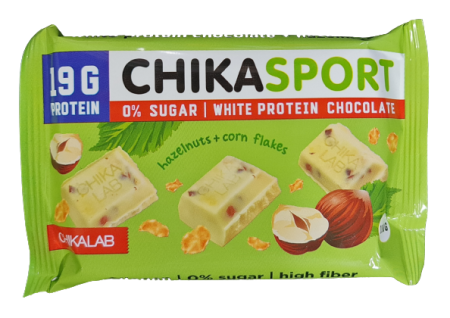 Чикалаб/chikalab chikasport шоколад белый протеиновый б/сахара 100г с фундуком и кукурузными чипсами